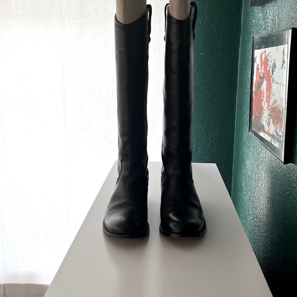 Frye Melissa Button Black Leather Extended Calf Size 7 1/2